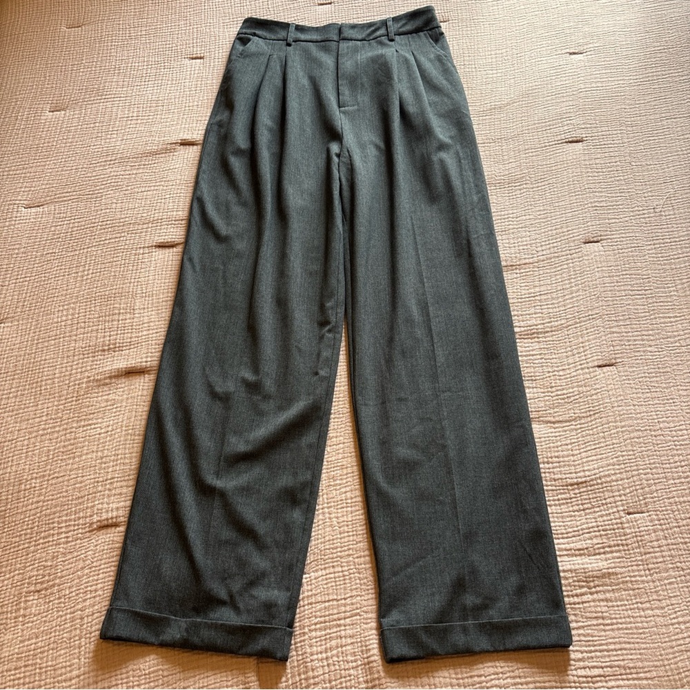 Commense Women's Pleated Wide Leg Shift Pants Size M gray